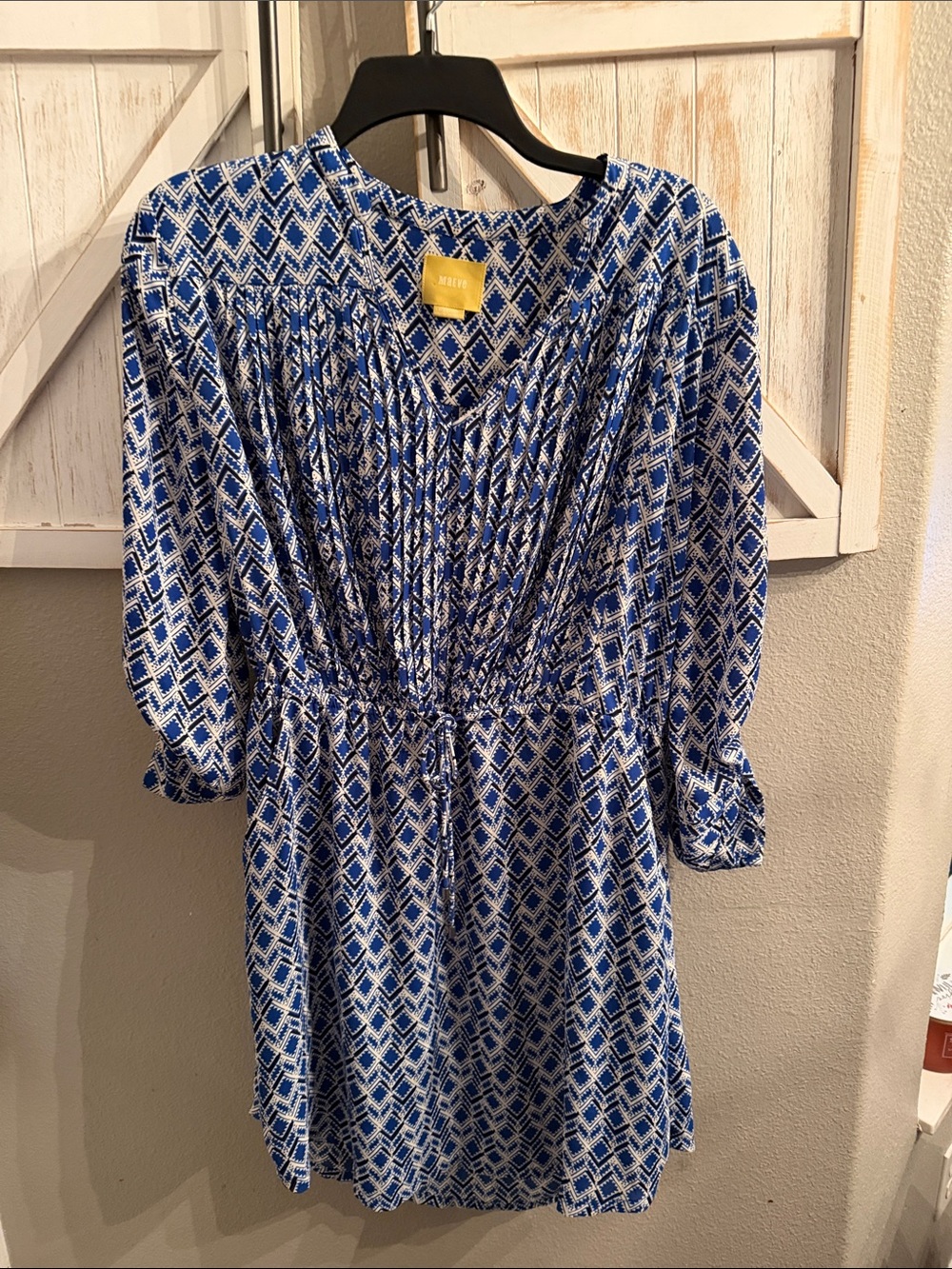 Maeve Blue and White Printed Long Sleeve Dress ptp 21 pretty pattern